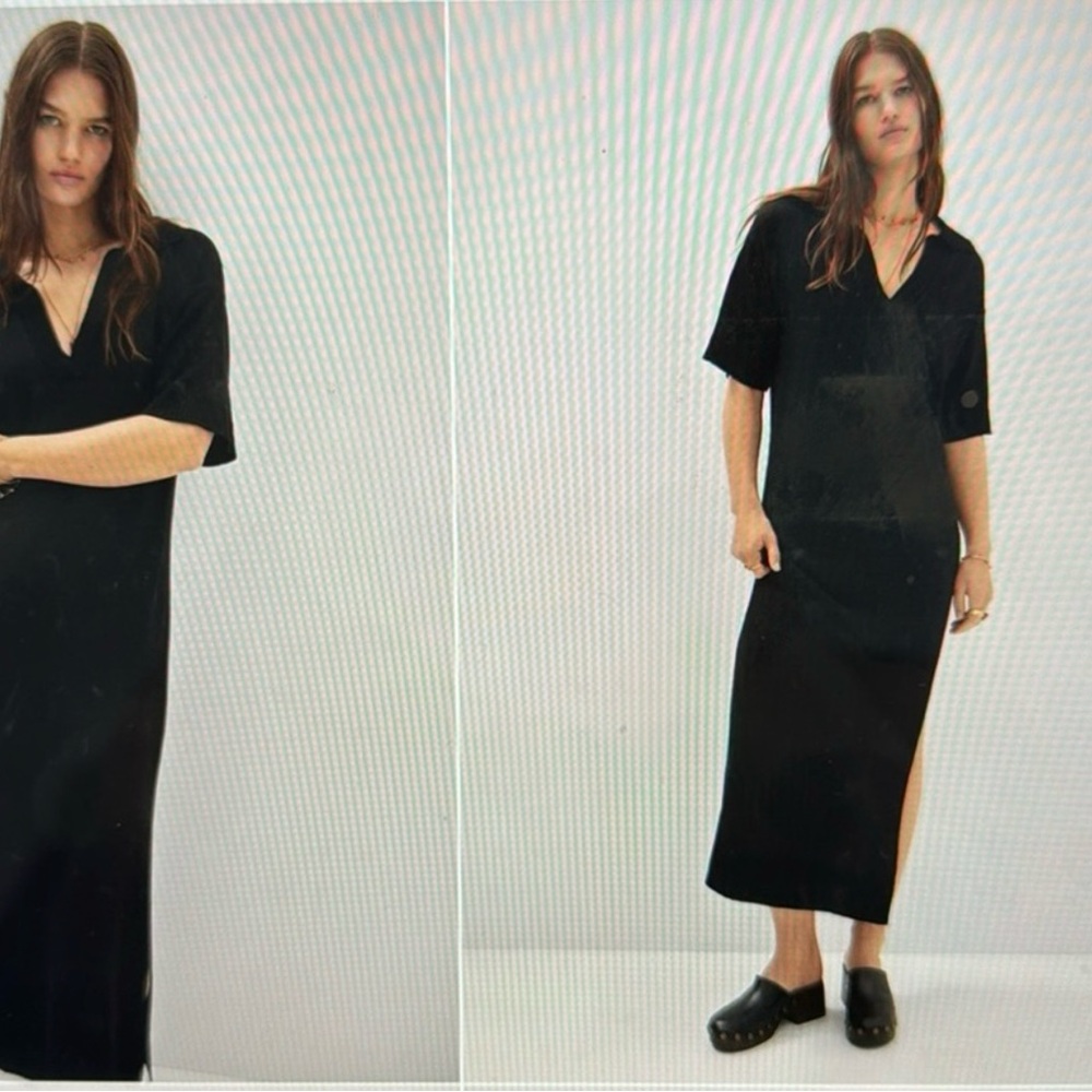 Mango Knit Midi Polo Dress